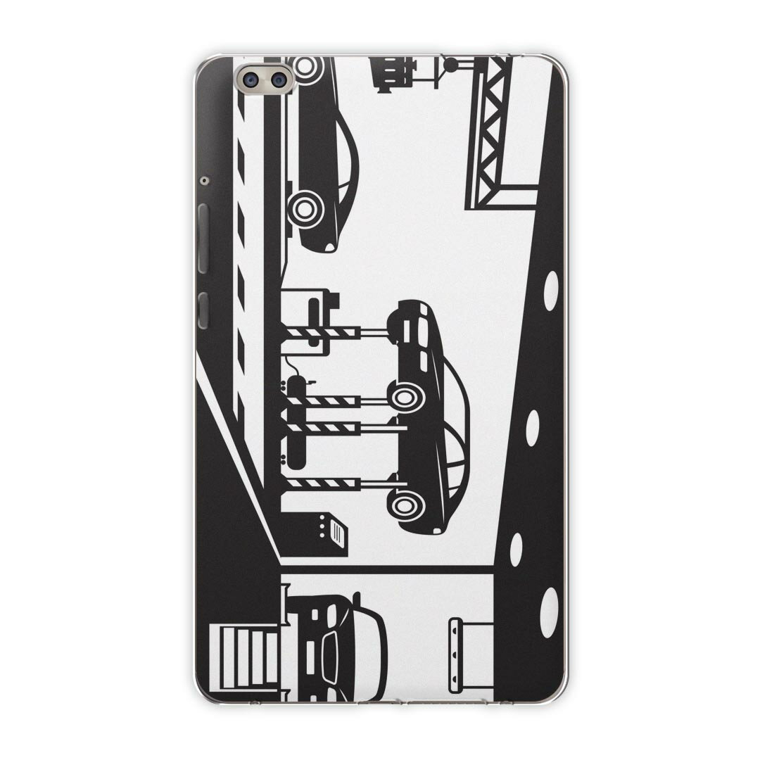 dtab compact d-02k docomo dタブ 用 タブレット ケース タブレット カバー TPU ソフトケース 010311 乗り物 車 モノクロ