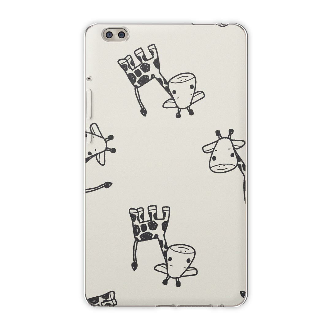 樂天商城 - dtab compact d-02k docomo dタブ 用 タブレット ケース タブレット カバー TPU ソフトケース 010703 きりん　動物　白　黒
