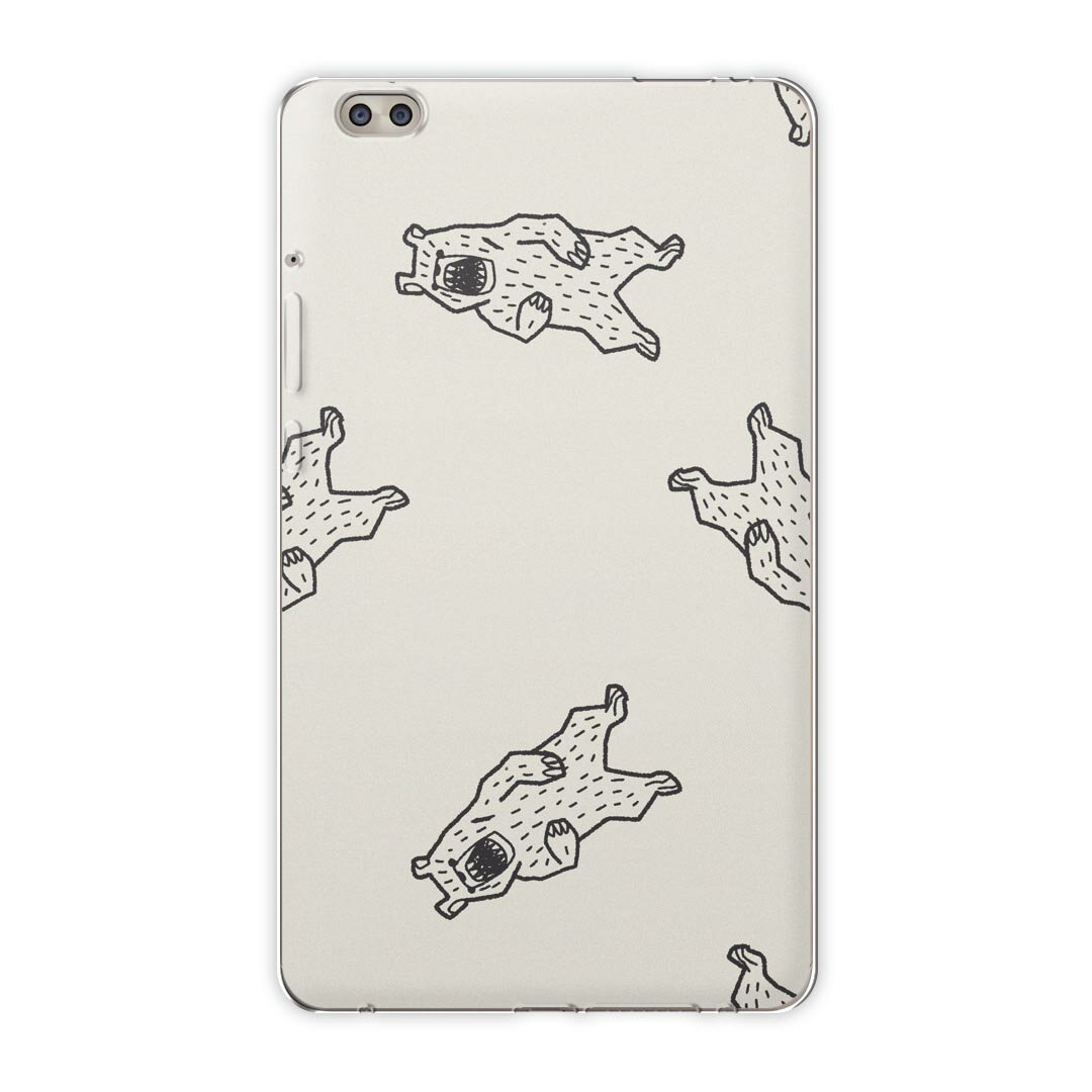 dtab compact d-02k docomo dタブ 用 タブレット ケース タブレット カバー TPU ソフトケース 010714 くま　動物　白　黒