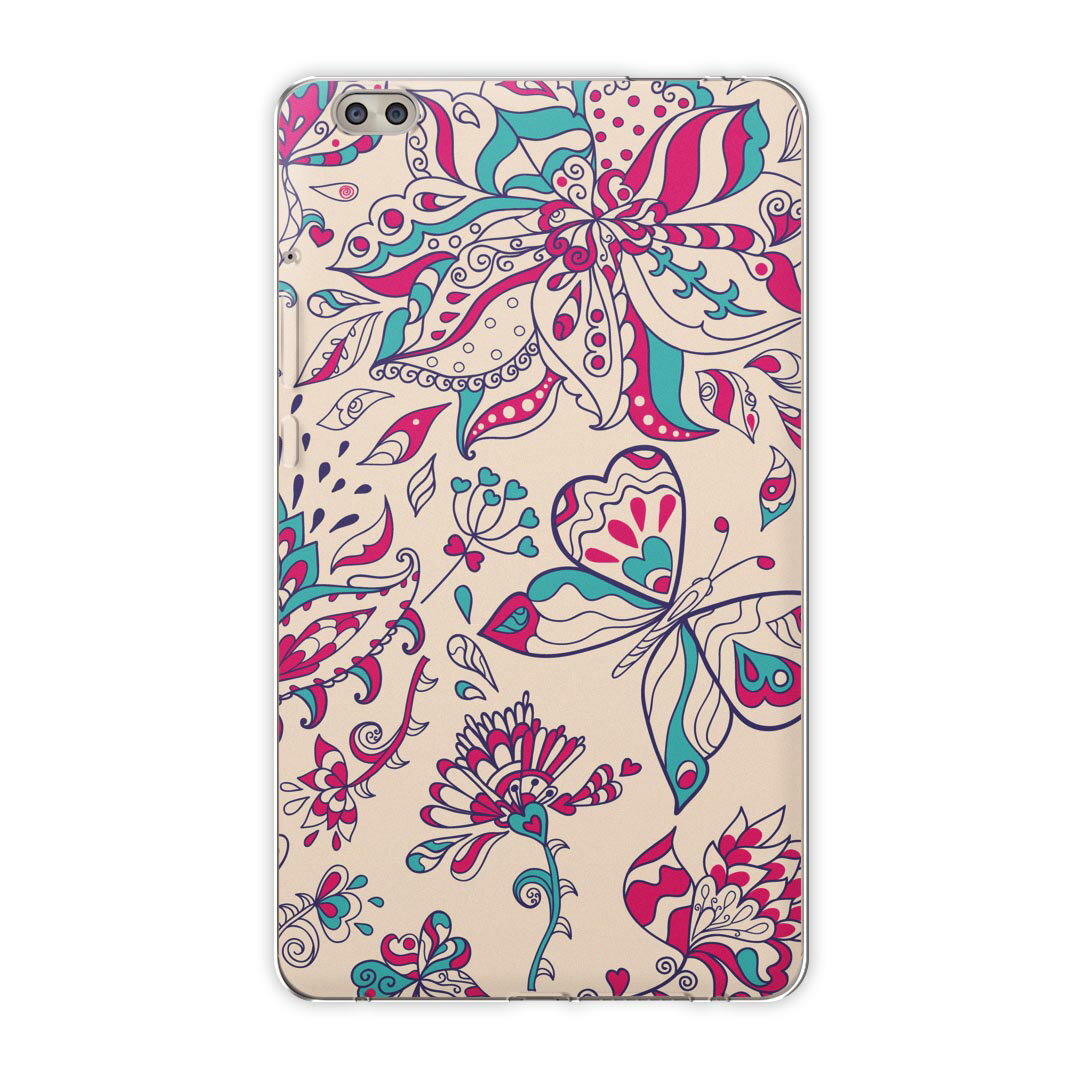 dtab compact d-02k docomo dタブ 用 タブレット ケース タブレット カバー TPU ソフトケース 010887 花 フラワー ピンク