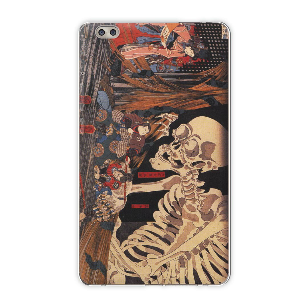 dtab compact d-02k docomo dタブ 用 タブレット ケース タブレット カバー TPU ソフトケース 011483 和風 和柄 骸骨