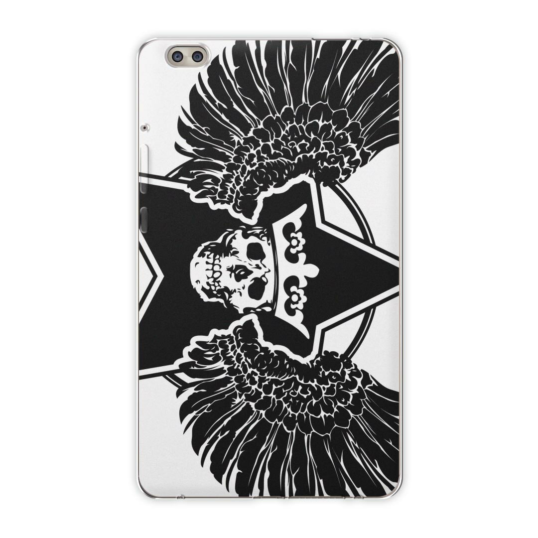 dtab compact d-02k docomo dタブ 用 タブレット ケース タブレット カバー TPU ソフトケース 011641 ドクロ　骸骨　翼