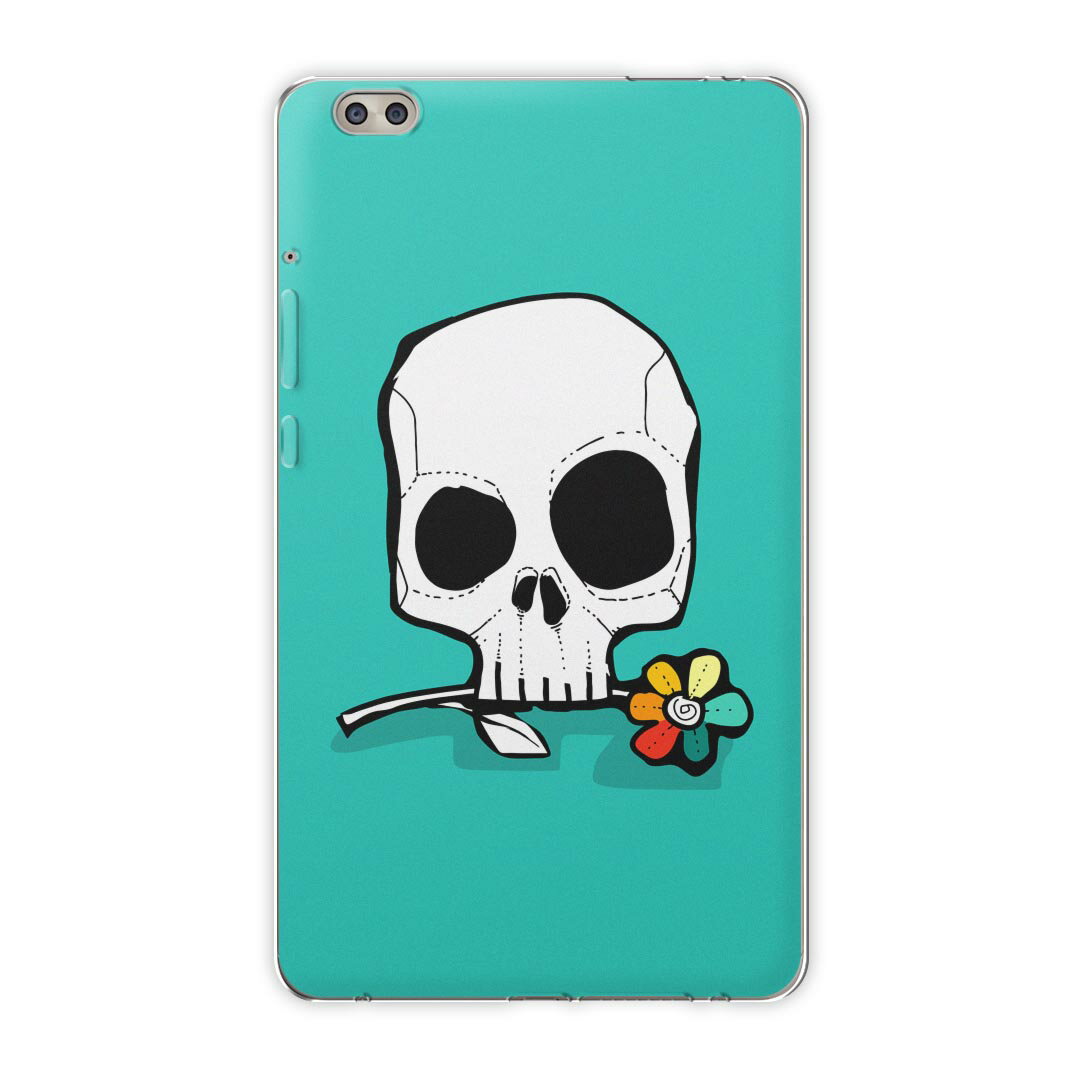 dtab compact d-02k docomo dタブ 用 タブレット ケース タブレット カバー TPU ソフトケース 011767 骸骨　ドクロ　花