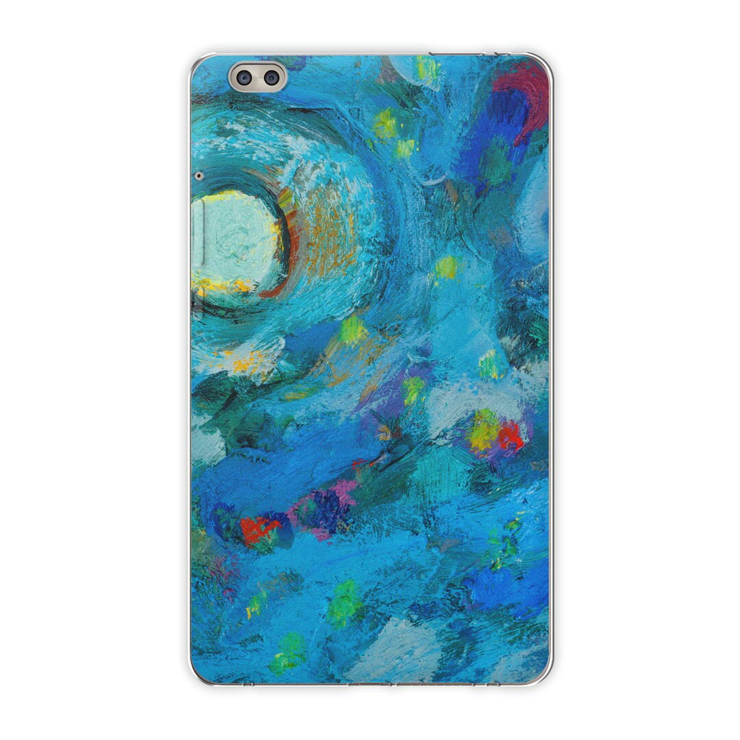 dtab compact d-02k docomo dタブ 用 タブレット ケース タブレット カバー TPU ソフトケース 012054 青　水色　絵画