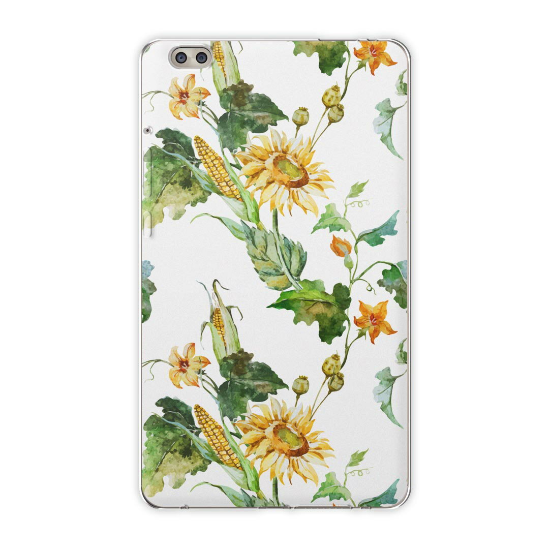 dtab compact d-02k docomo dタブ 用 タブレット ケース タブレット カバー TPU ソフトケース 012093 ひまわり　花　白(2.0)