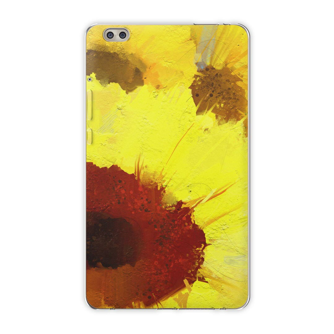 dtab compact d-02k docomo dタブ 用 タブレット ケース タブレット カバー TPU ソフトケース 012204 ひまわり 黄色 絵画