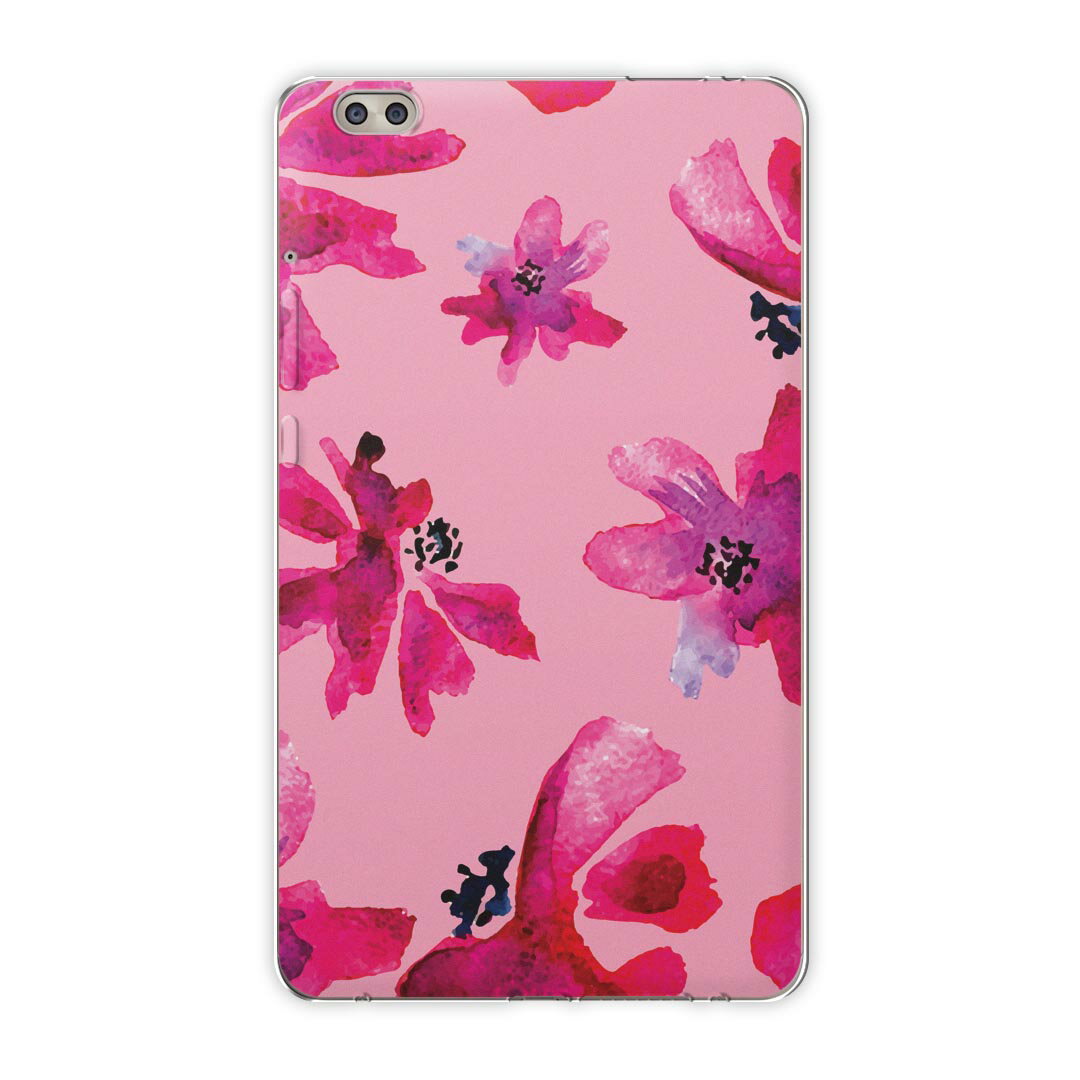 dtab compact d-02k docomo dタブ 用 タブレット ケース タブレット カバー TPU ソフトケース 012719 ピンク 花 花柄