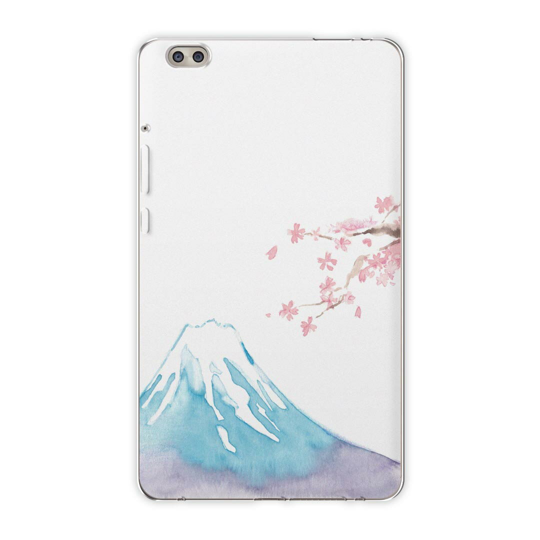 dtab compact d-02k docomo dタブ 用 タブレット ケース タブレット カバー TPU ソフトケース 012914 富士山 桜 日本
