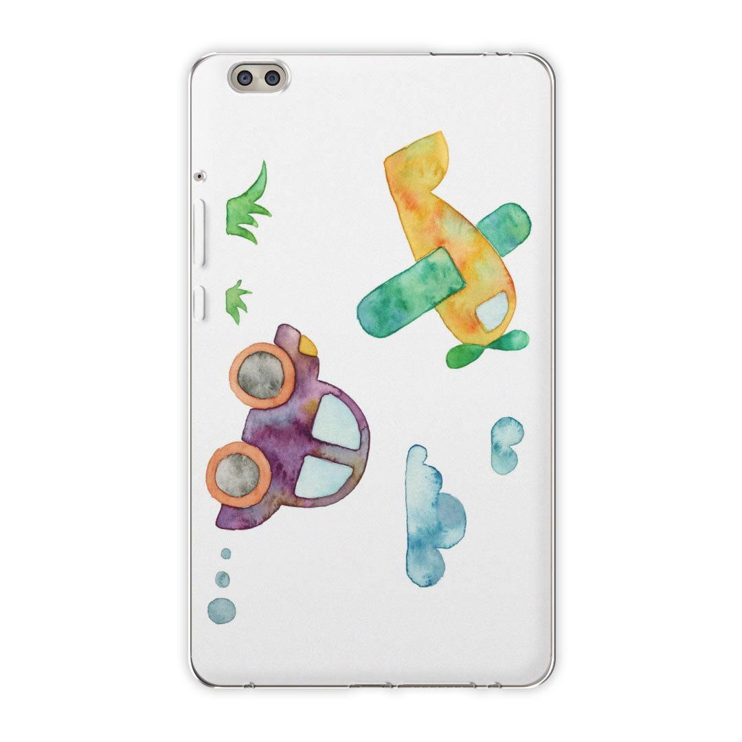 dtab compact d-02k docomo dタブ 用 タブレット ケース タブレット カバー TPU ソフトケース 013191 車　飛行機　絵