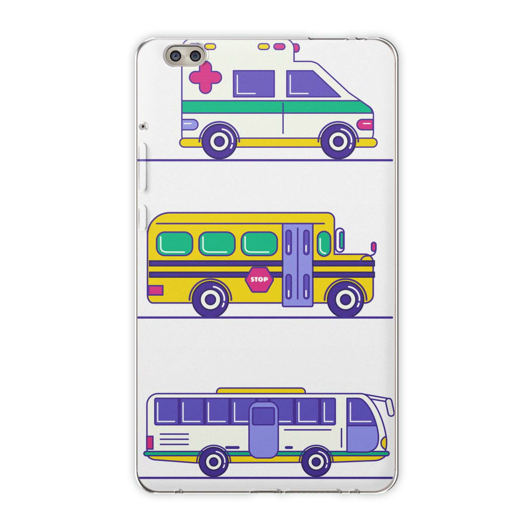 dtab compact d-02k docomo dタブ 用 タブレット ケース タブレット カバー TPU ソフトケース 013206 乗り物　救急車　パトカー