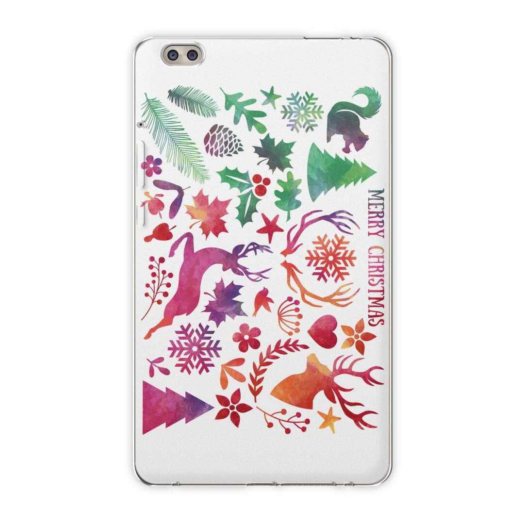 dtab compact d-02k docomo dタブ 用 タブレット ケース タブレット カバー TPU ソフトケース 013453 クリスマス トナカイ ツリー