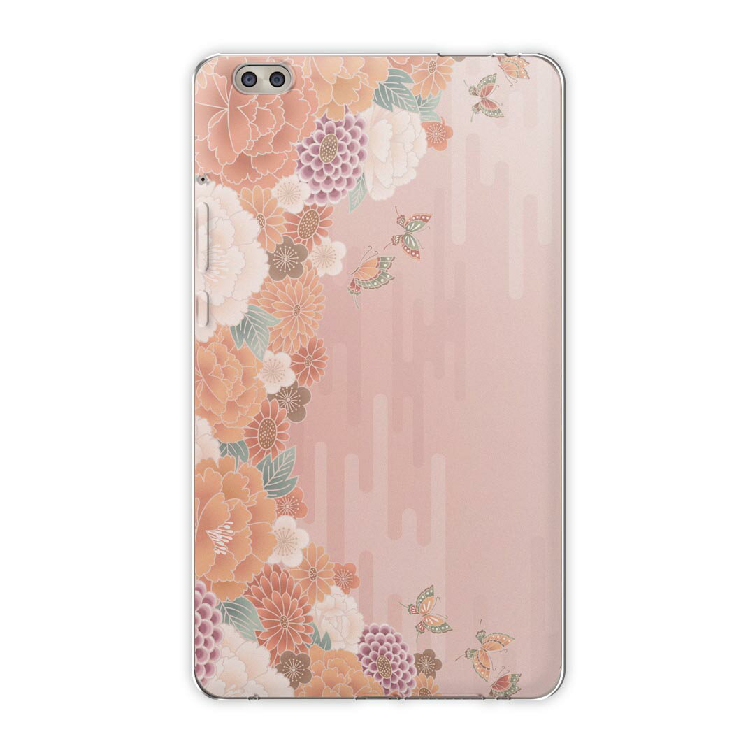dtab compact d-02k docomo dタブ 用 タブレット ケース タブレット カバー TPU ソフトケース 014150 和柄　和風　花