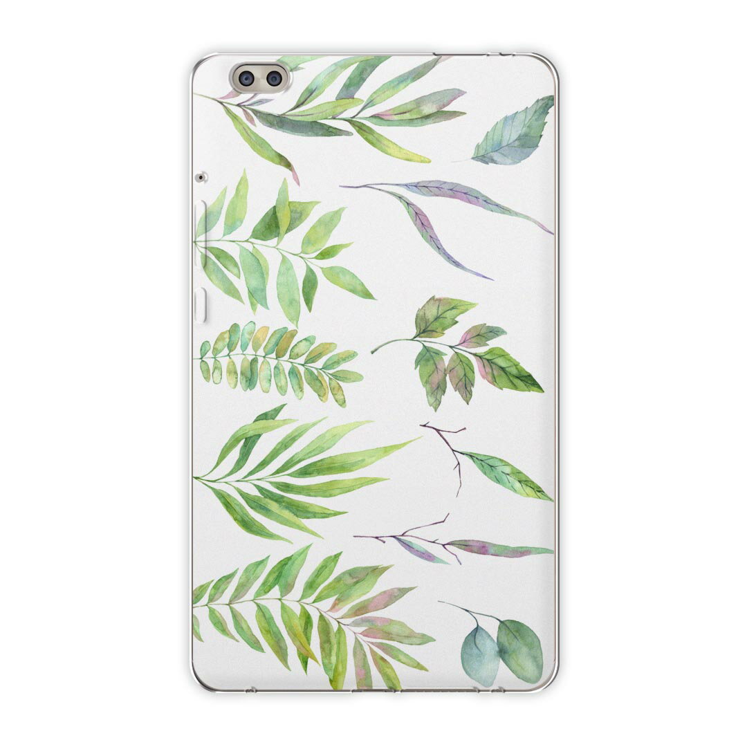 dtab compact d-02k docomo dタブ 用 タブレット ケース タブレット カバー TPU ソフトケース 014275 リーフ　トロピカル　緑