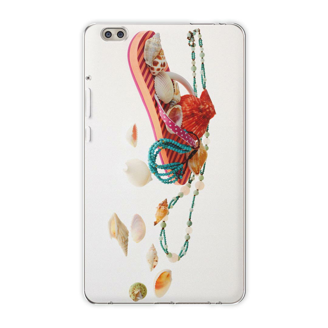 dtab compact d-02k docomo dタブ 用 タブレット ケース タブレット カバー TPU ソフトケース 014280 夏 貝殻 サンダル