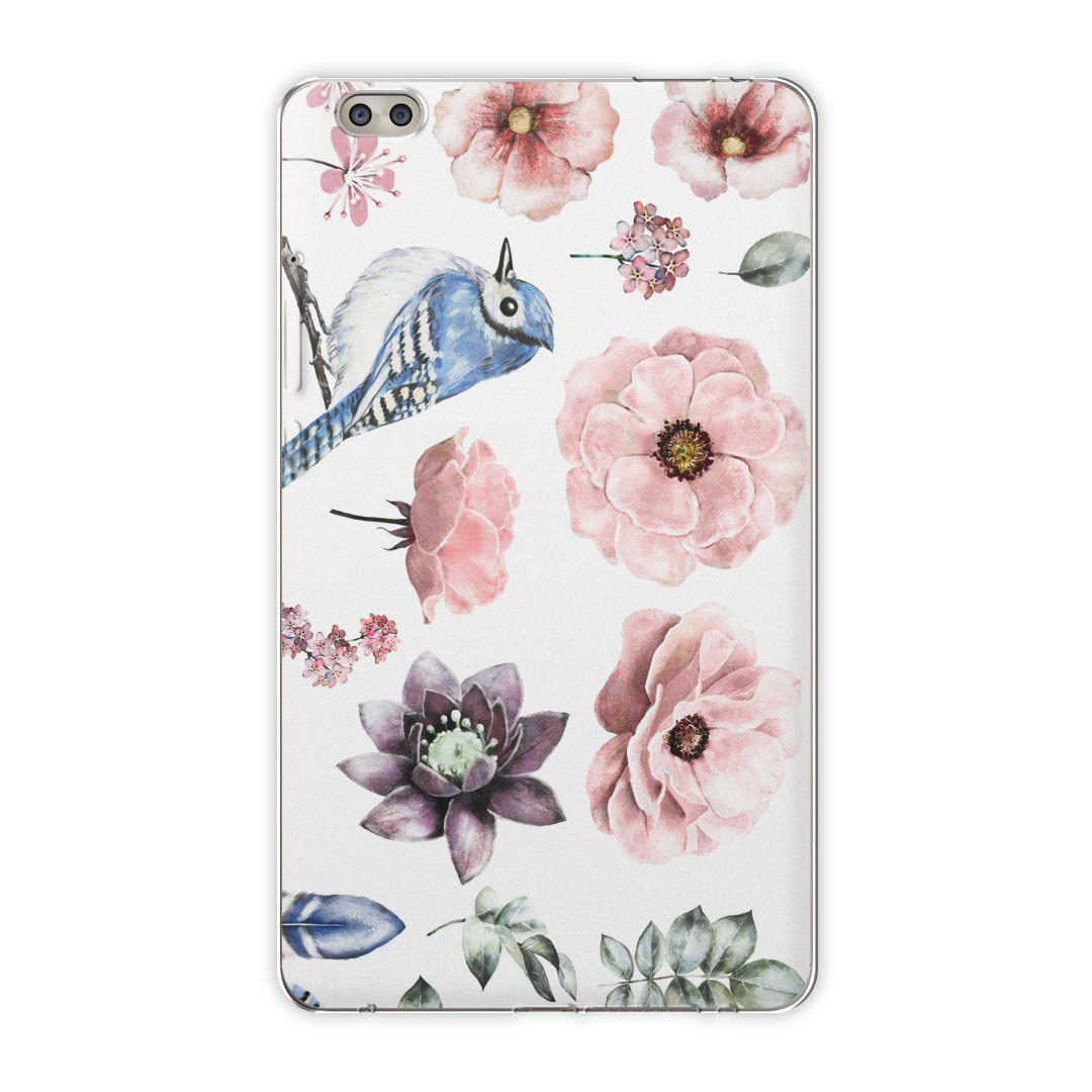 dtab compact d-02k docomo dタブ 用 タブレット ケース タブレット カバー TPU ソフトケース 014388 花 フラワー 鳥