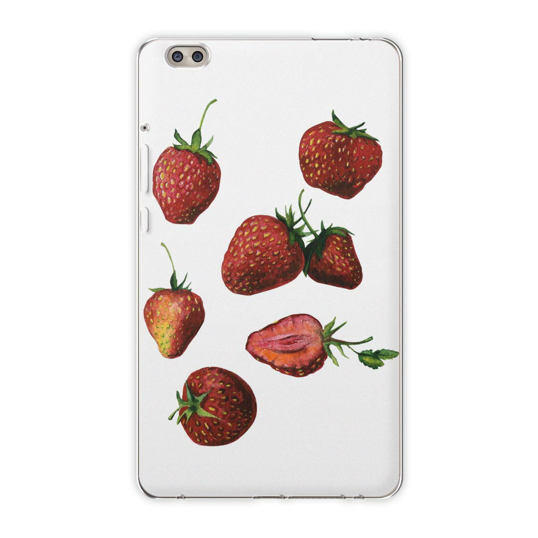 dtab compact d-02k docomo dタブ 用 タブレット ケース タブレット カバー TPU ソフトケース 014891 イチゴ 苺 イラスト