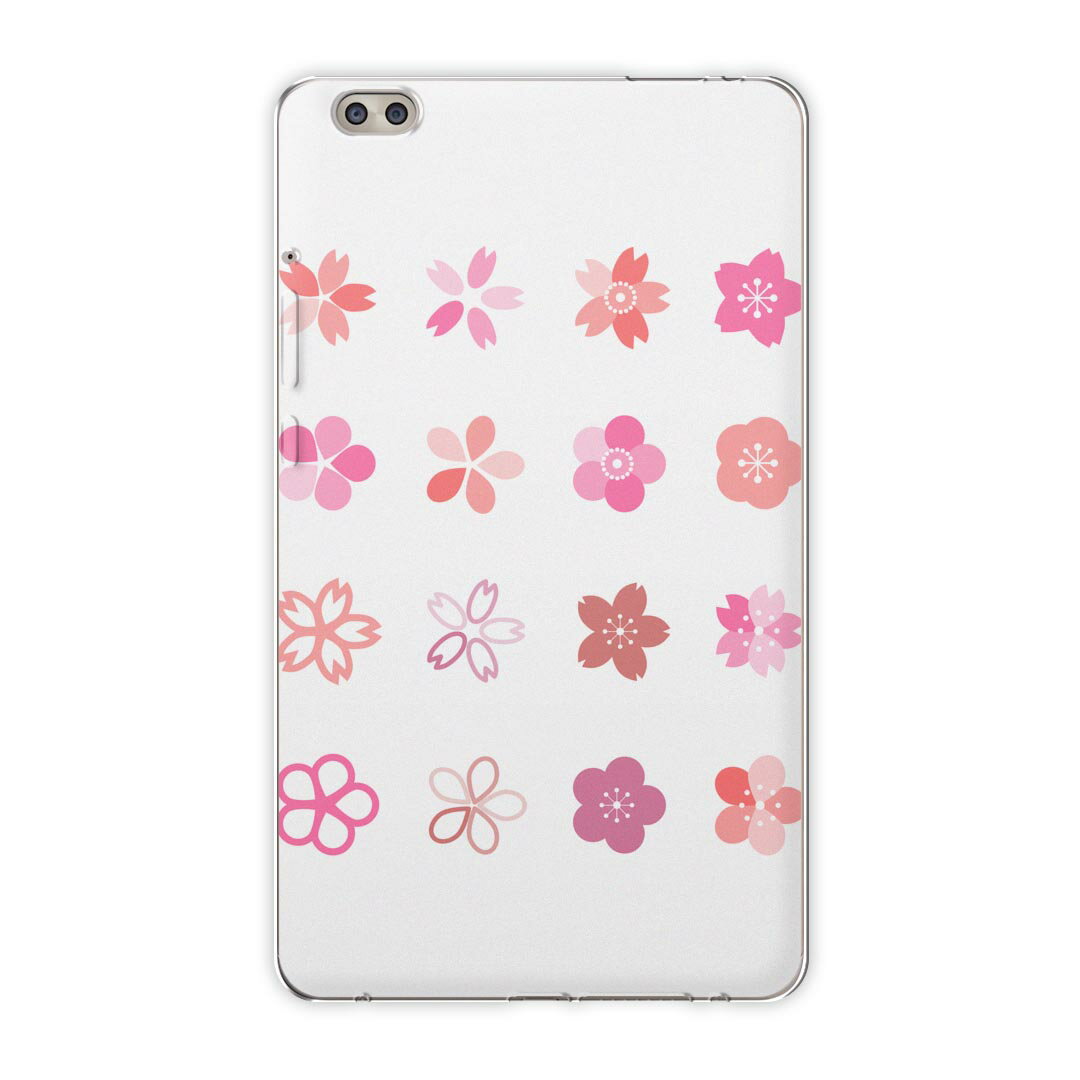 dtab compact d-02k docomo dタブ 用 タブレット ケース タブレット カバー TPU ソフトケース 015423 桜 ピンク かわいい 花 植物