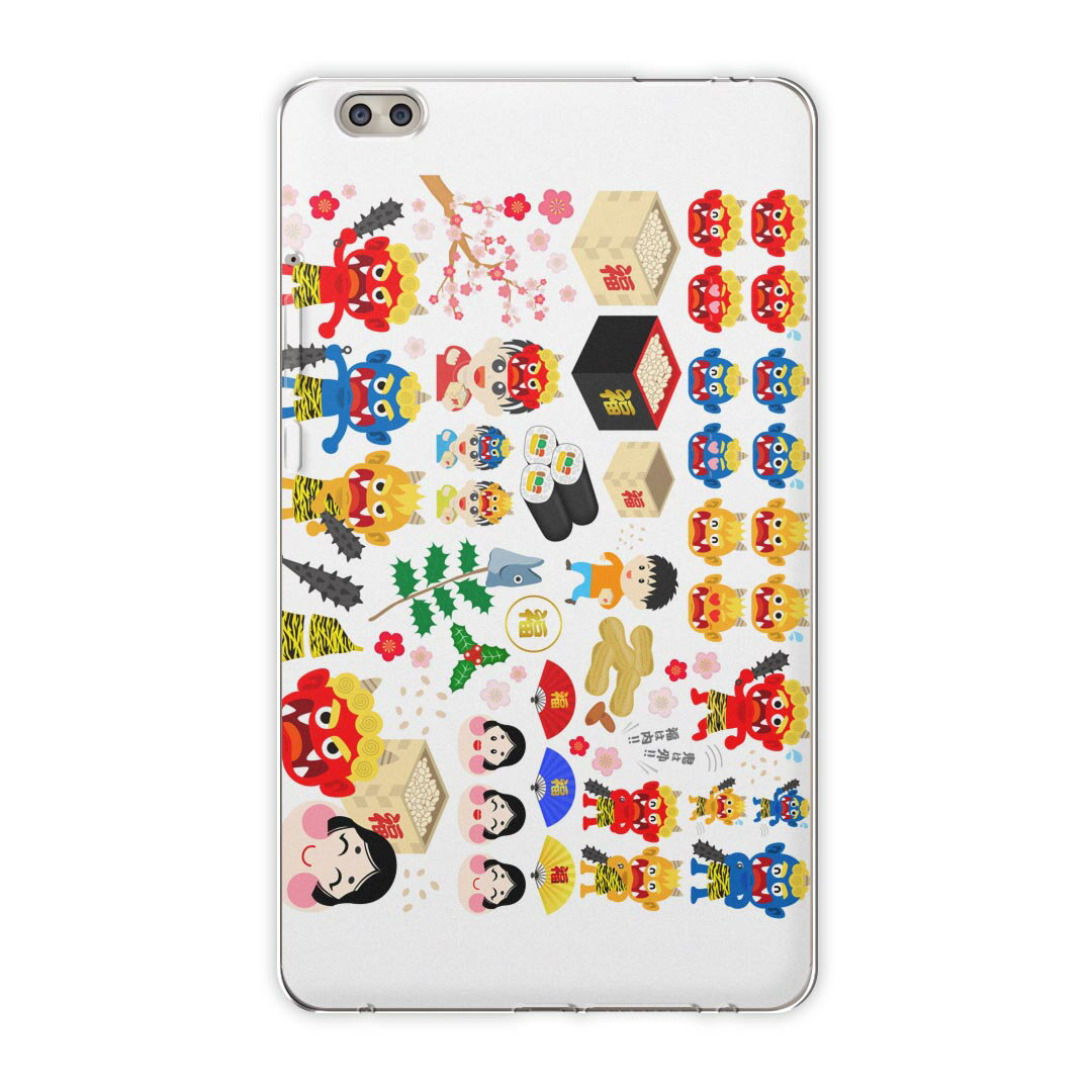 dtab compact d-02k docomo dタブ 用 タブレット ケース タブレット カバー TPU ソフトケース 015443 節分　鬼　梅　イベント　節句