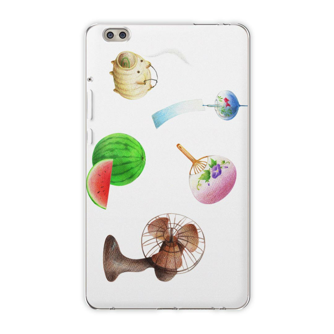 dtab compact d-02k docomo dタブ 用 タブレット ケース タブレット カバー TPU ソフトケース 015546 夏　扇風機　スイカ　うちわ
