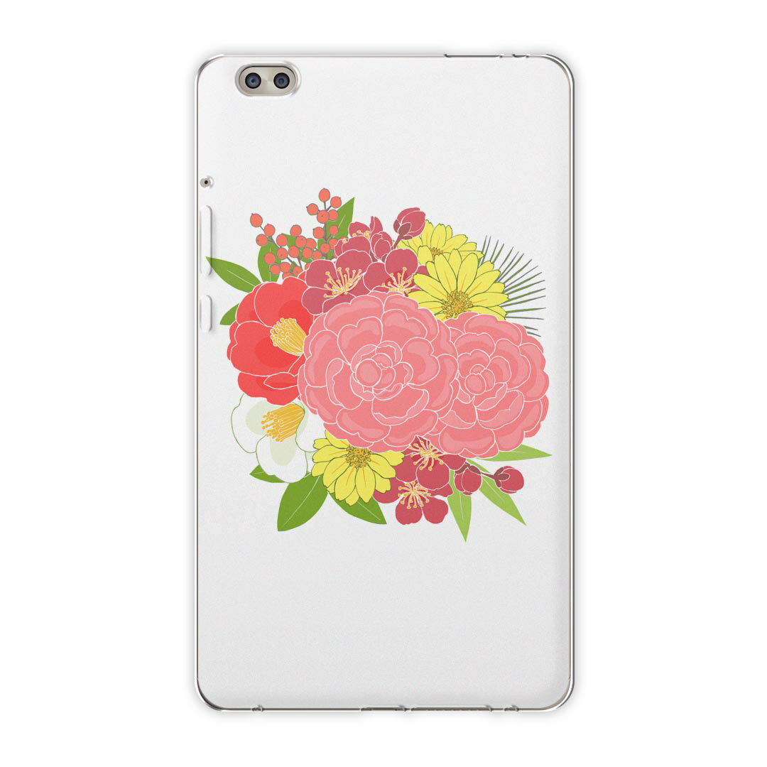 dtab compact d-02k docomo dタブ 用 タブレット ケース タブレット カバー TPU ソフトケース 015571 花　絵　バラ　花束