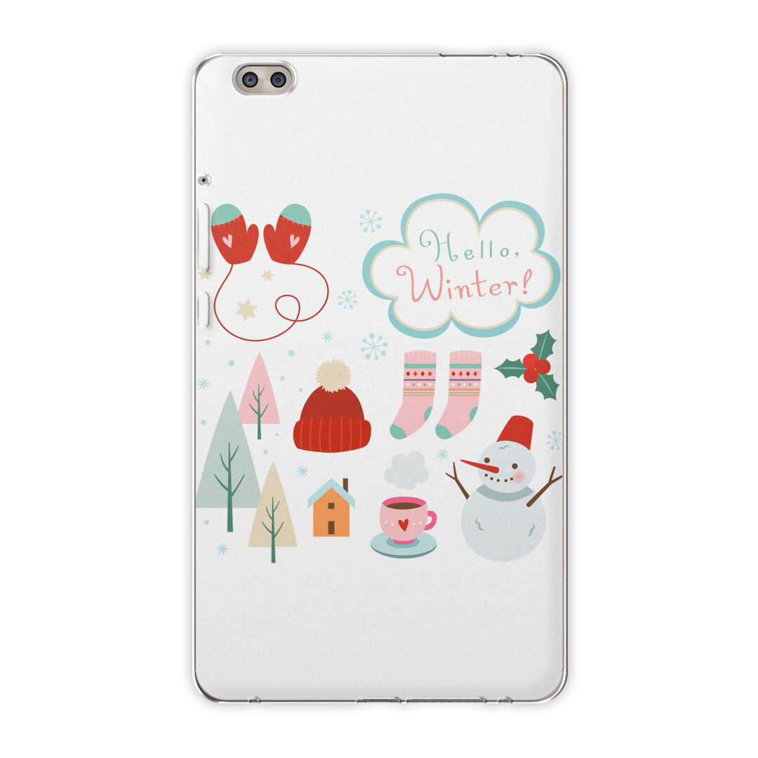 dtab compact d-02k docomo dタブ 用 タブレット ケース タブレット カバー TPU ソフトケース 015600 冬　クリスマス　ゆきだるま