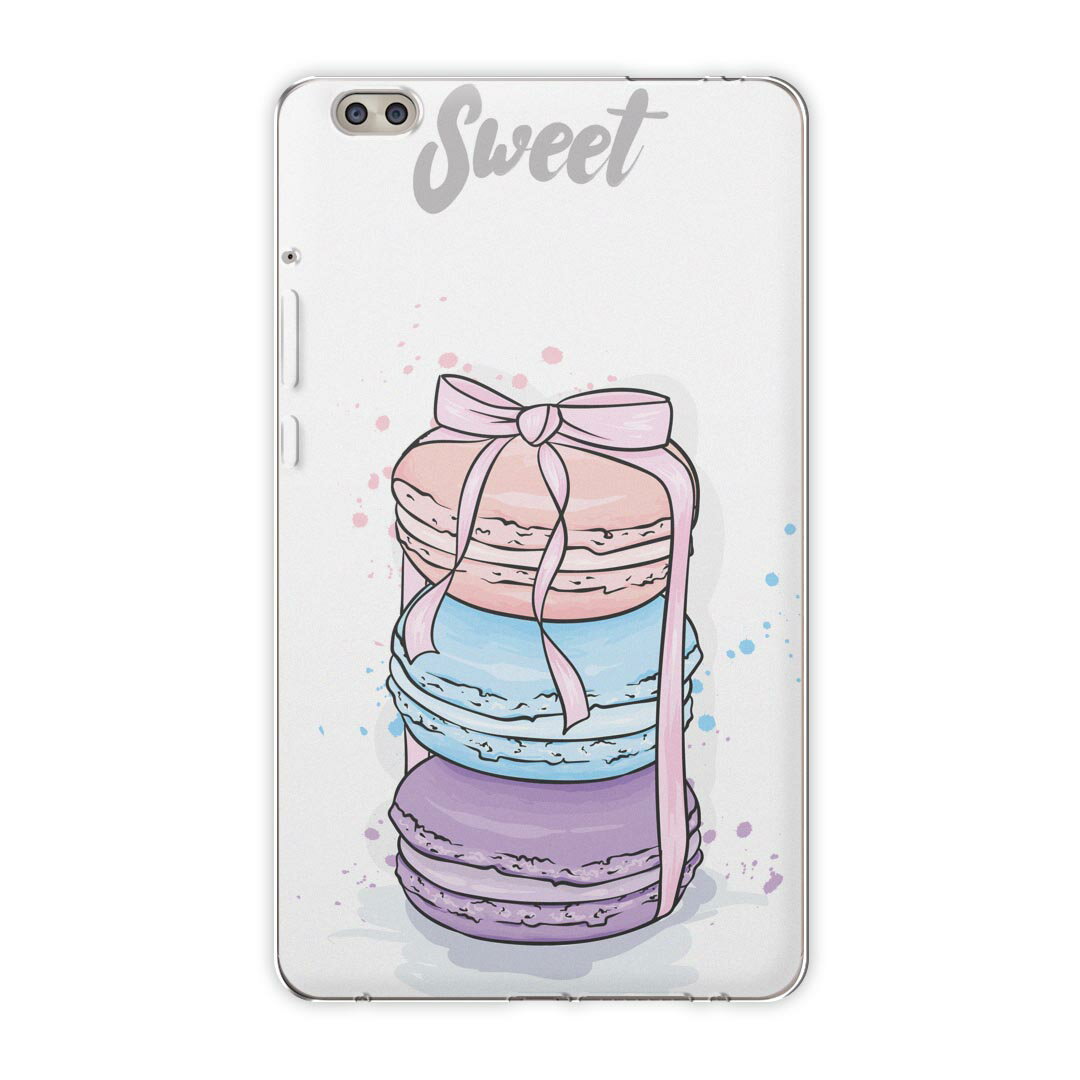 dtab compact d-02k docomo dタブ 用 タブレット ケース タブレット カバー TPU ソフトケース 015672 1 マカロン お菓子 食べ物 リボン パステル