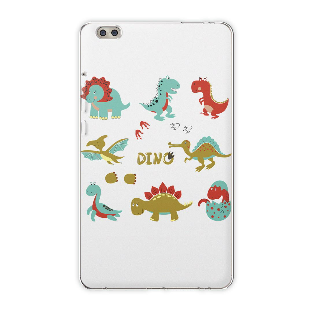 dtab compact d-02k docomo dタブ 用 タブレット ケース タブレット カバー TPU ソフトケース 015938 恐竜　怪獣　dino