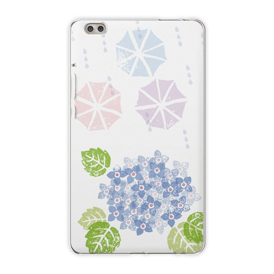 dtab compact d-02k docomo dタブ 用 タブレット ケース タブレット カバー TPU ソフトケース 016338 あじさい 梅雨 花
