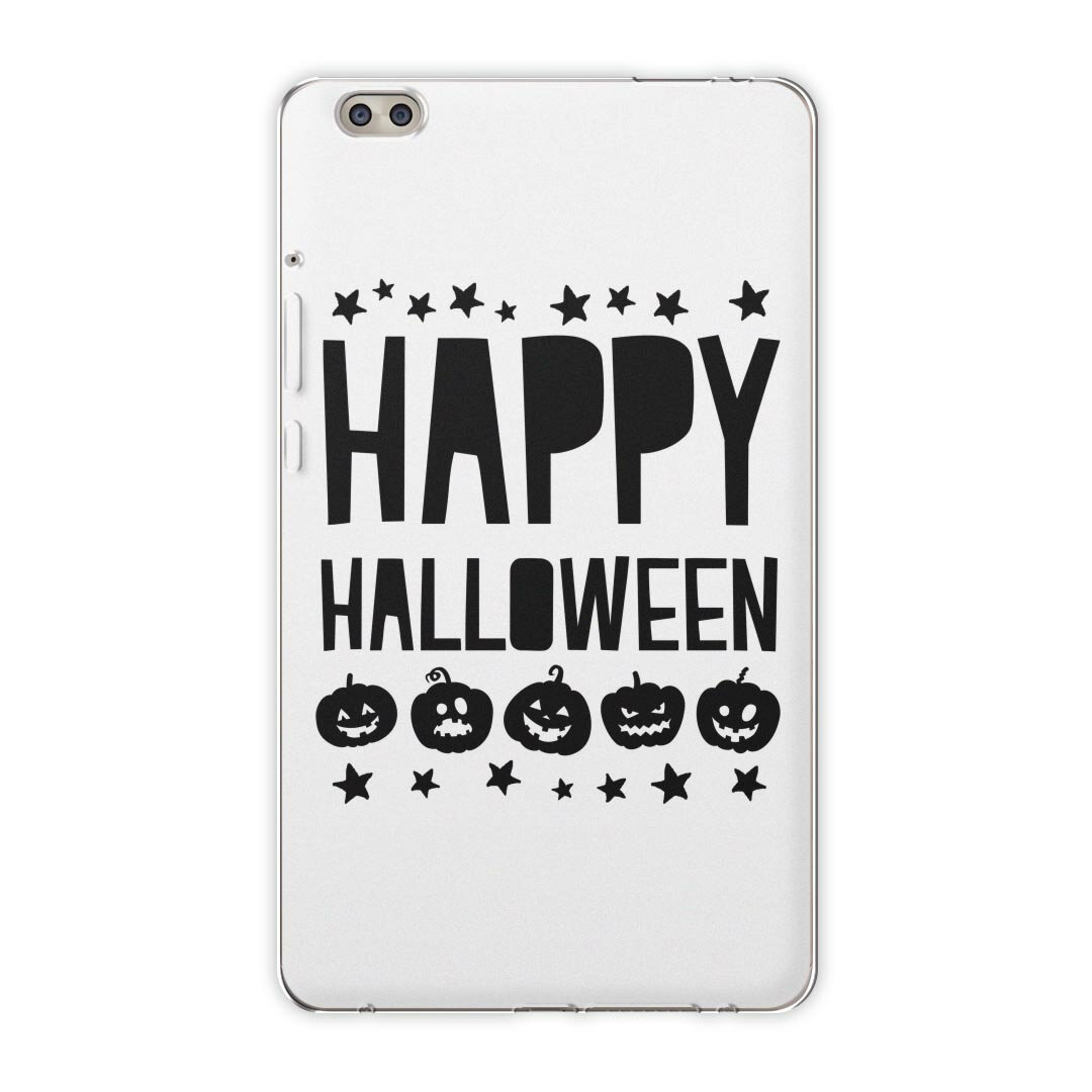 dtab compact d-02k docomo dタブ 用 タブレット ケース タブレット カバー TPU ソフトケース 017439 ハロウィン かわいい 黒 文字 英字 かぼちゃ