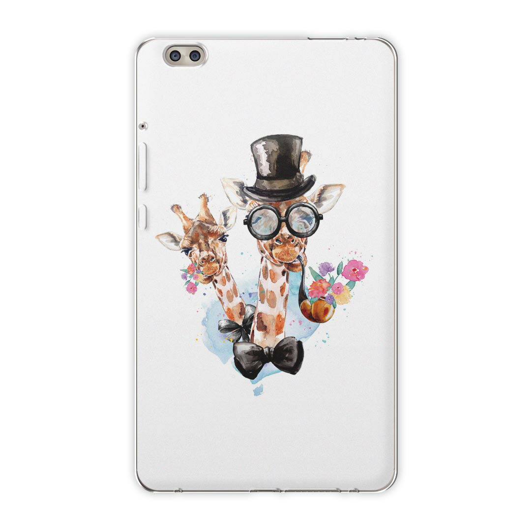 dtab compact d-02k docomo dタブ 用 タブレット ケース タブレット カバー TPU ソフトケース 017757 アニマル 麒麟　きりん　Giraffe　動物