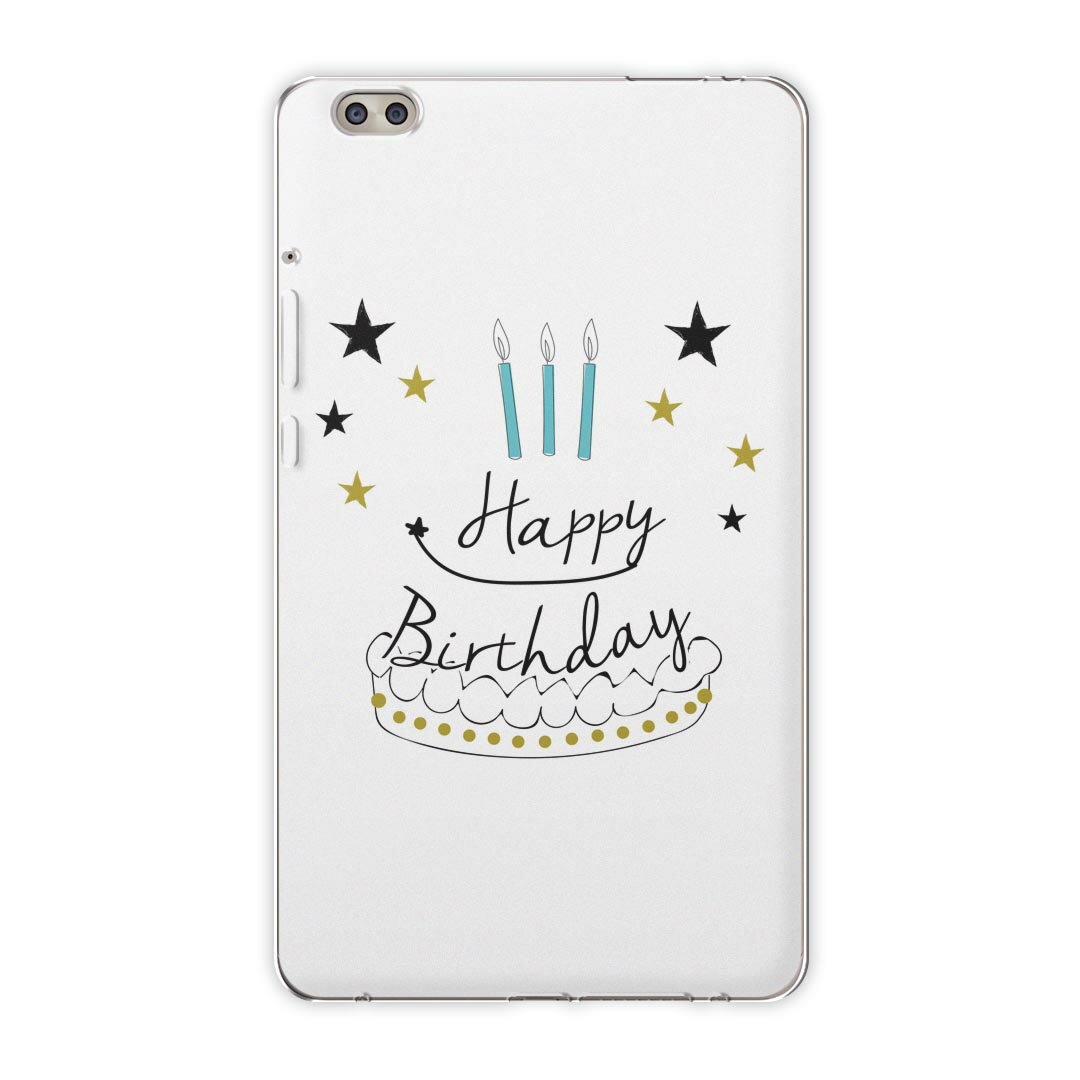 dtab compact d-02k docomo dタブ 用 タブレット ケース タブレット カバー TPU ソフトケース 017794 Happy Birthday Birthday ケーキ 星 おしゃれ