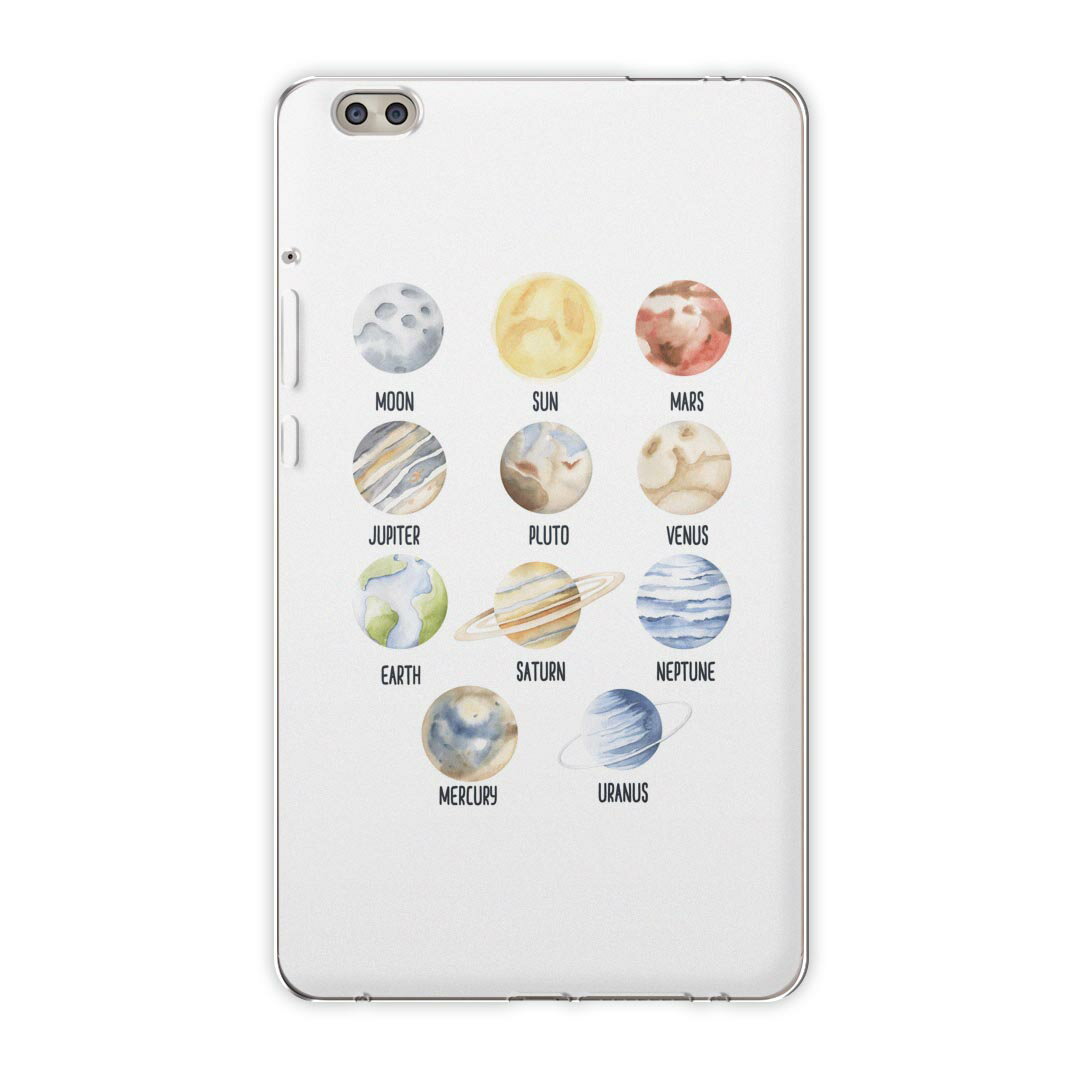 dtab compact d-02k docomo dタブ 用 タブレット ケース タブレット カバー TPU ソフトケース 019835 恐竜 惑星 星