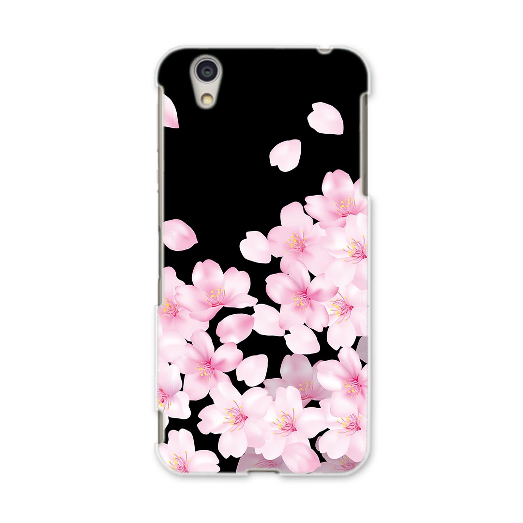 DM-01J AQUOS Disney Mobile docomo ドコモ dm01j スマホ カバー ケース スマホケース スマホカバー PC ハードケース 000438 桜　花　黒
