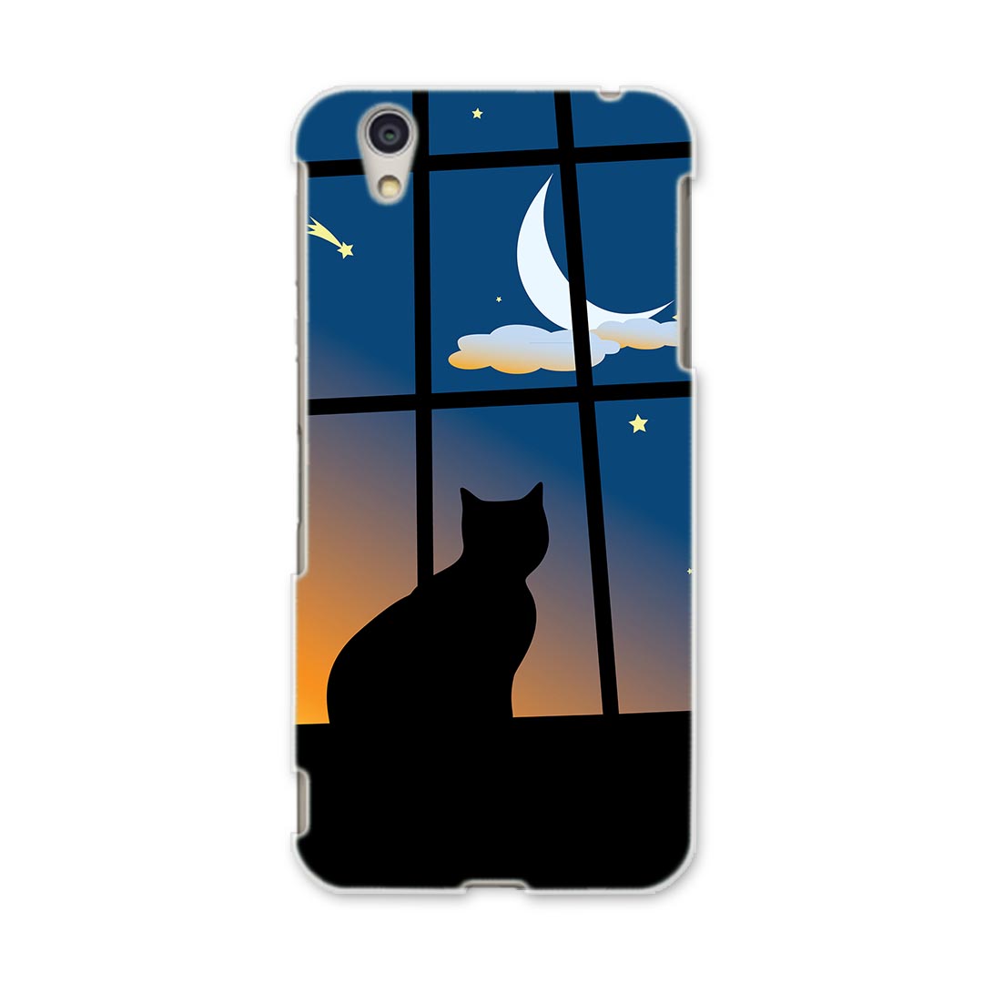 DM-01J AQUOS Disney Mobile docomo ドコモ dm01j スマホ カバー ケース スマホケース スマホカバー PC ハードケース 001048 猫　三日月