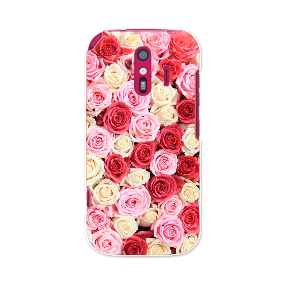 F-01L らくらくスマートフォン me f01l docomo ドコモ スマホ カバー ケース スマホケース スマホカバー PC ハードケース 005272 薔薇　ピンク　白　赤