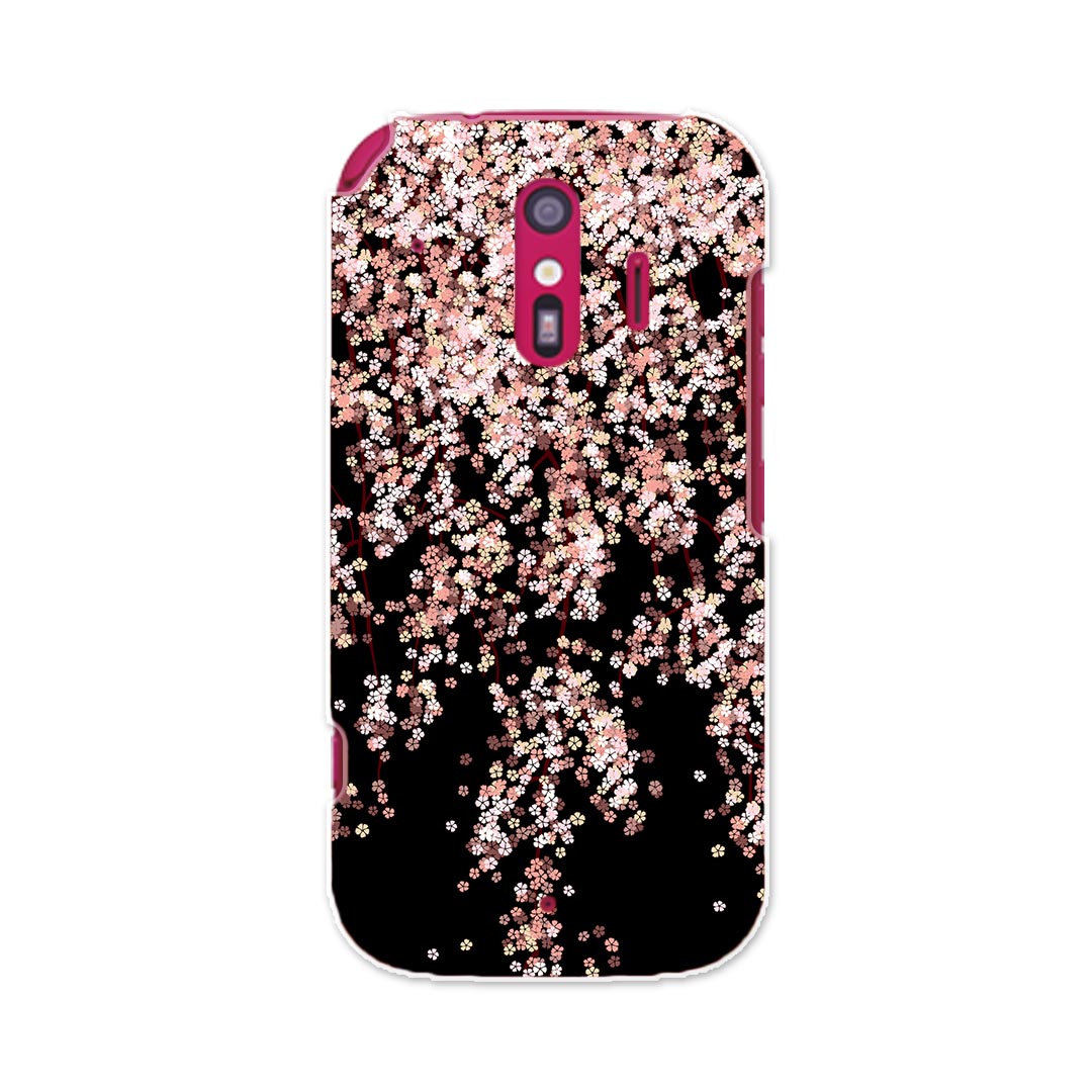 F-01L らくらくスマートフォン me f01l docomo ドコモ スマホ カバー ケース スマホケース スマホカバー PC ハードケース 005308 桜　ピンク　黒