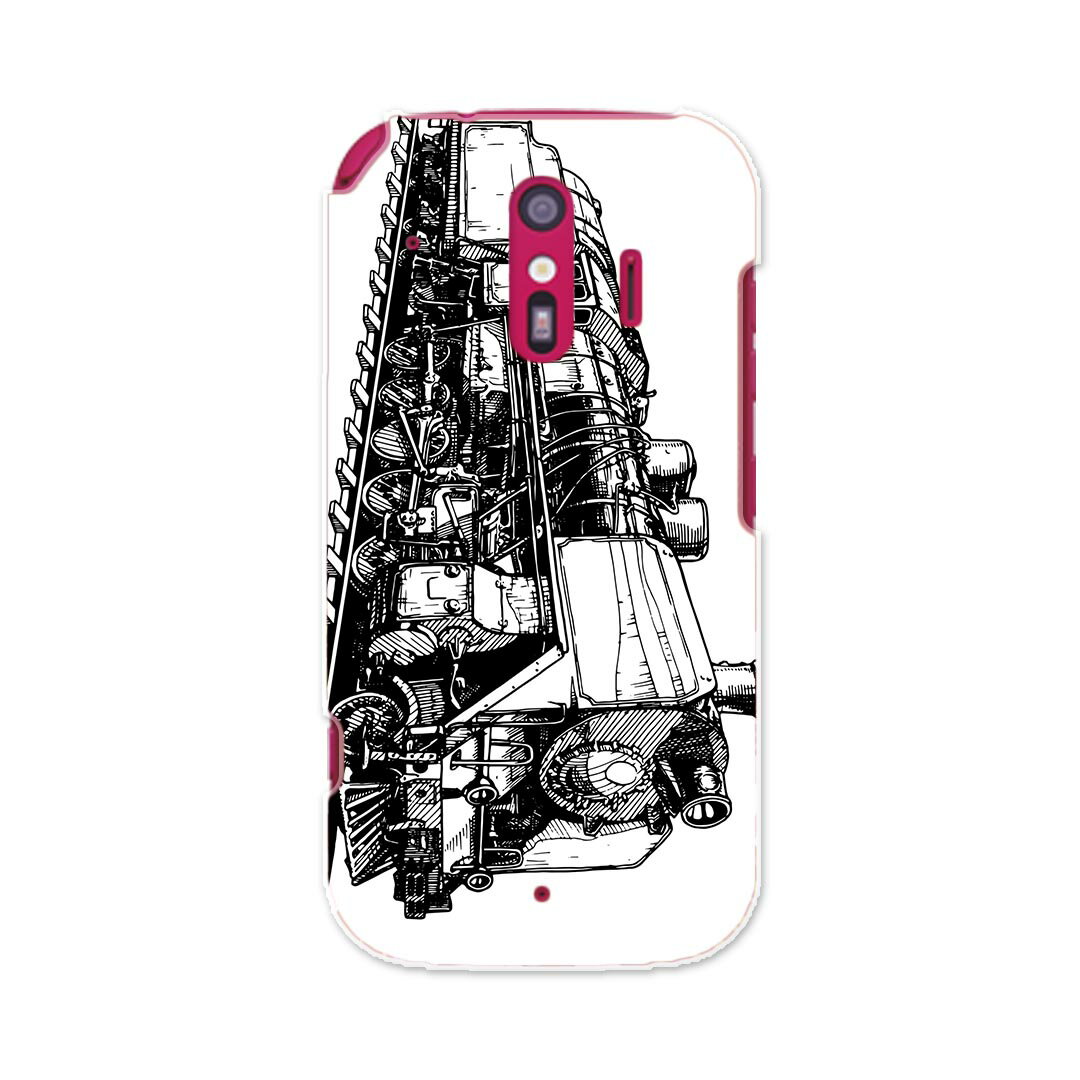 F-01L らくらくスマートフォン me f01l docomo ドコモ スマホ カバー ケース スマホケース スマホカバー PC ハードケース 009544 乗り物　電車　モノクロ