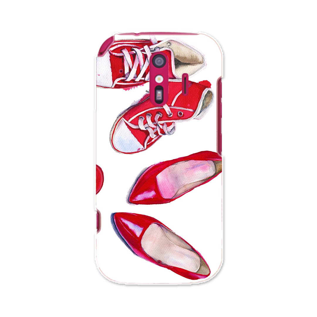 F-01L らくらくスマートフォン me f01l docomo ドコモ スマホ カバー ケース スマホケース スマホカバー PC ハードケース 014766 靴　スニーカー　赤