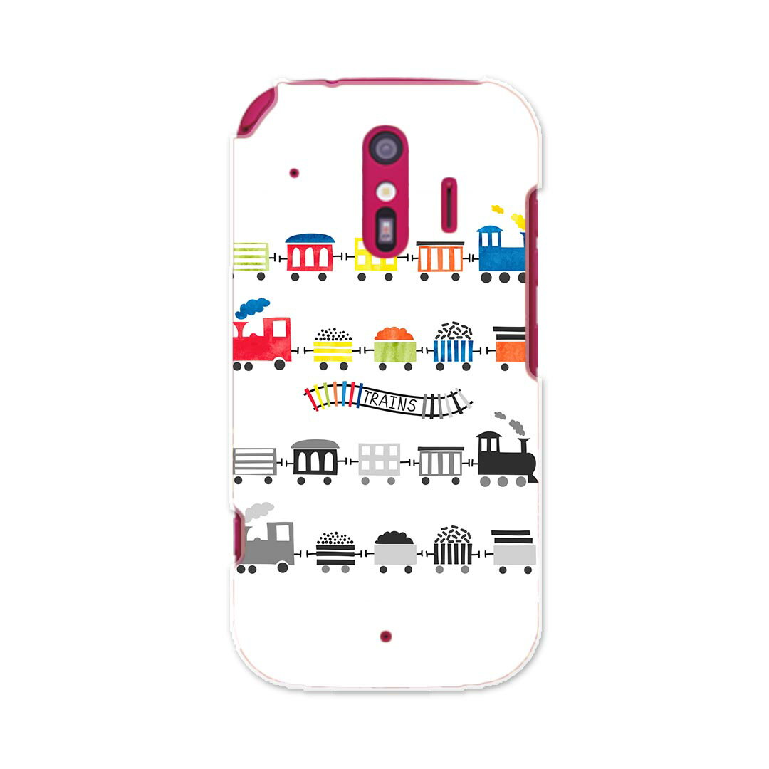 F-01L らくらくスマートフォン me f01l docomo ドコモ スマホ カバー ケース スマホケース スマホカバー PC ハードケース 015904 電車　乗り物　カラフル
