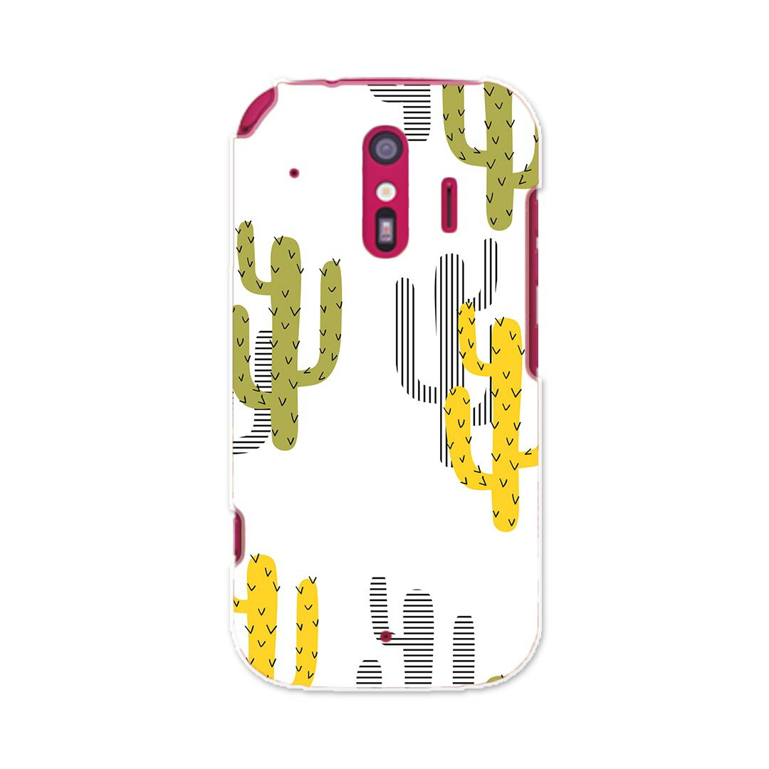F-01L らくらくスマートフォン me f01l docomo ドコモ スマホ カバー ケース スマホケース スマホカバー PC ハードケース 015943 サボテン　模様　黄色