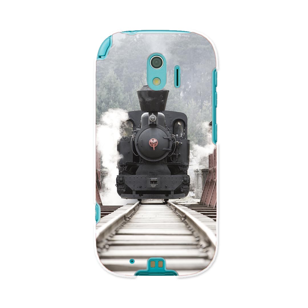 F-03K らくらくスマートフォン me docomo ドコモ f03k スマホ カバー ケース スマホケース スマホカバー PC ハードケース 000887 機関車　電車