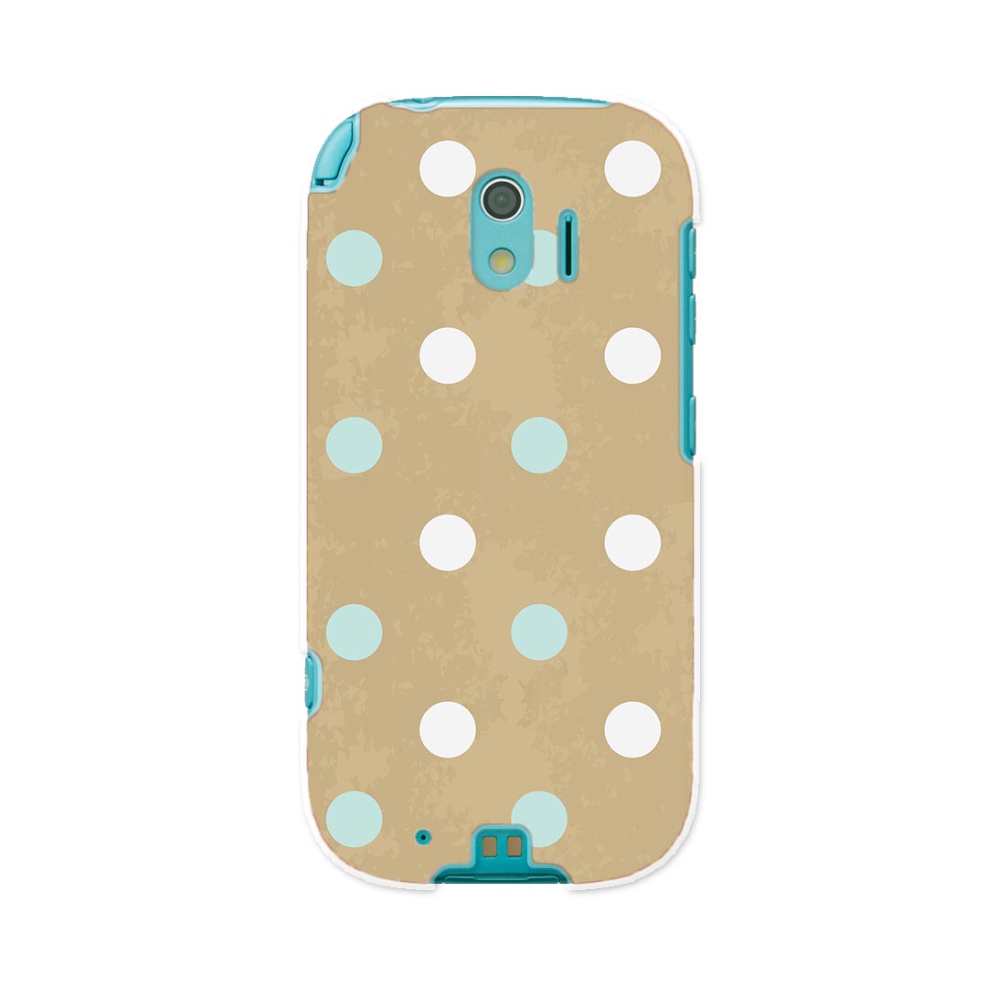 F-03K らくらくスマートフォン me docomo ドコモ f03k スマホ カバー ケース スマホケース スマホカバー PC ハードケース 007417 水玉　水色　白　ホワイト