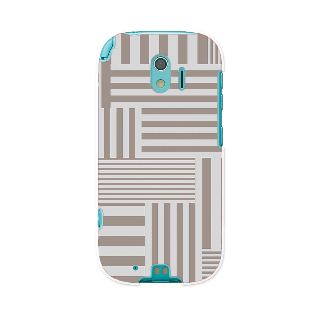 F-03K らくらくスマートフォン me docomo ドコモ f03k スマホ カバー ケース スマホケース スマホカバー PC ハードケース 007884 ボーダー　灰色　グレー　模様(2.0)