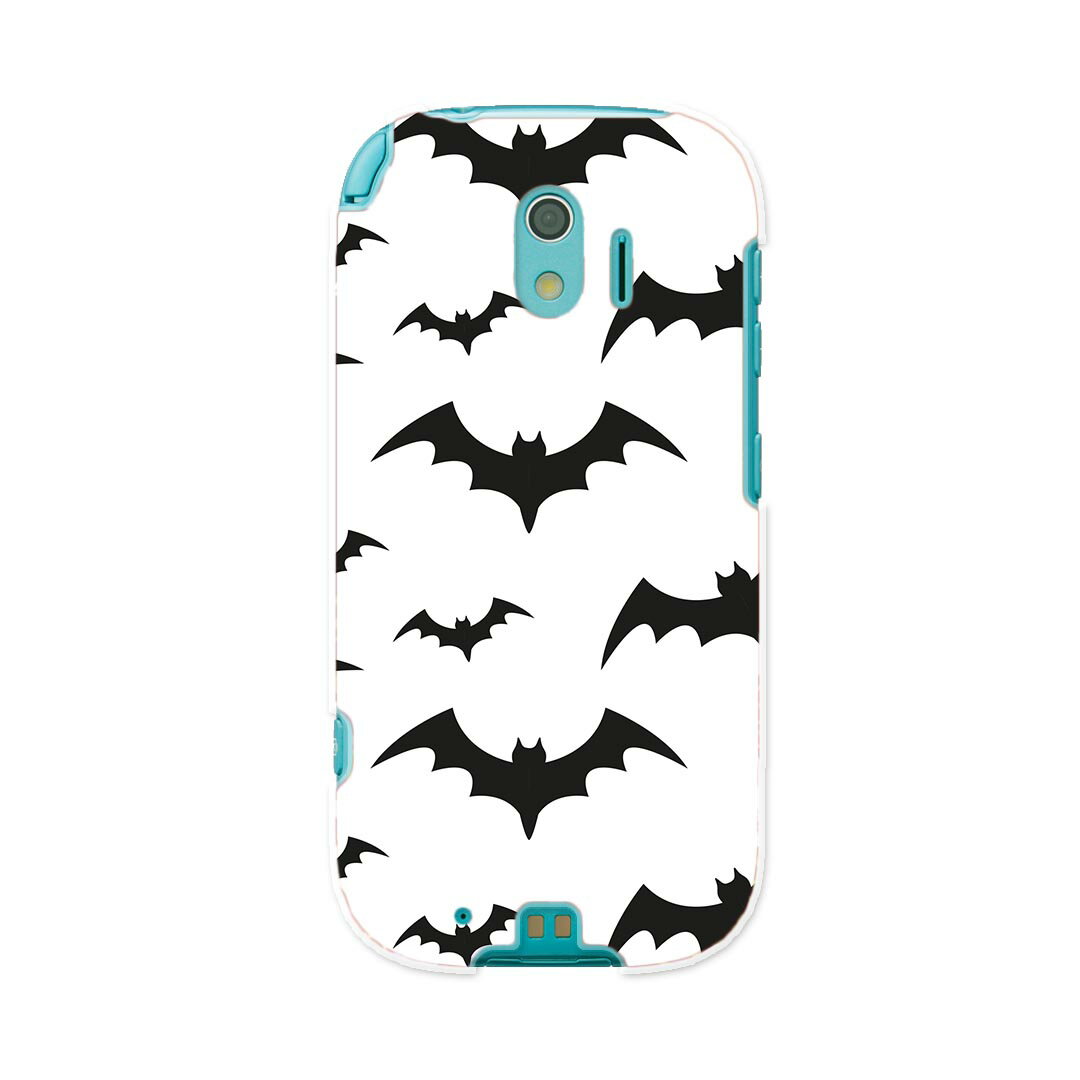 F-03K らくらくスマートフォン me docomo ドコモ f03k スマホ カバー ケース スマホケース スマホカバー PC ハードケース 015367 コウモリ ハロウィン モノクロ