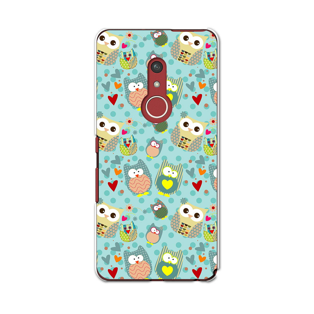 arrows Be4 Plus F-41B docomo ドコモ 富士通 アローズ スマホ カバー ケース スマホケース スマホカバー PC ハードケース 008617 フクロウ　水色　模様　水玉