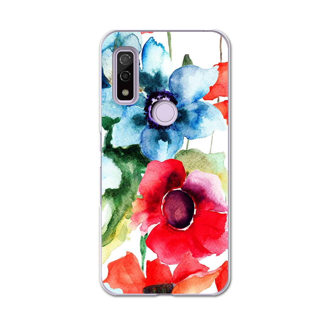 Arrows We F-51B FCG01用 ハードケース f51b igcase スマホカバー カバー ケース pc ハード 008095 フラワー 花　フラワー　水彩　赤　ブルー　レッド
