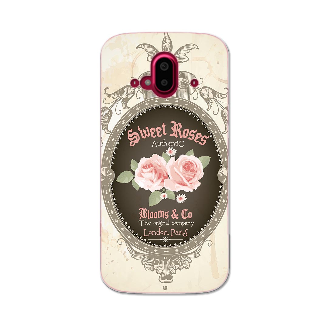 らくらくスマートフォン F-52B tpu f52b スマホ カバー ケース スマホケース スマホカバー TPU ソフトケース 005259 薔薇　レトロ　ピンク