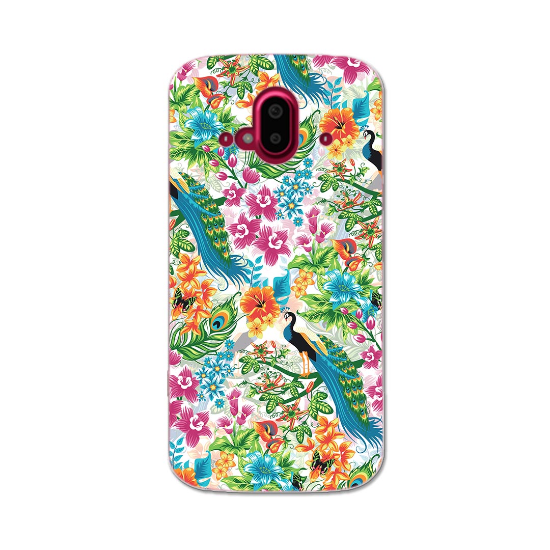 らくらくスマートフォン F-52B tpu f52b スマホ カバー ケース スマホケース スマホカバー TPU ソフトケース 005408 鳥 動物 模様 花