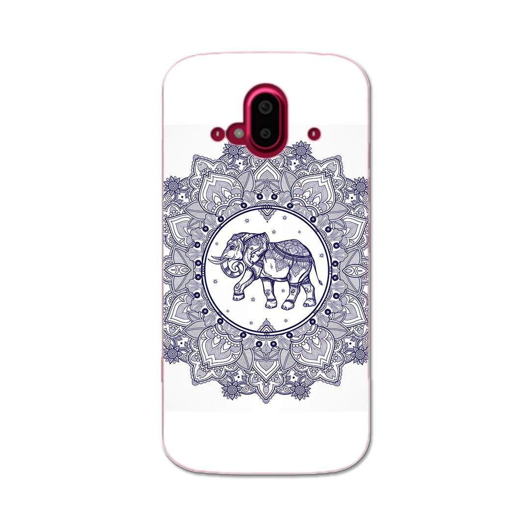 らくらくスマートフォン F-52B tpu f52b スマホ カバー ケース スマホケース スマホカバー TPU ソフトケース 010054 アジアン　ゾウ　青