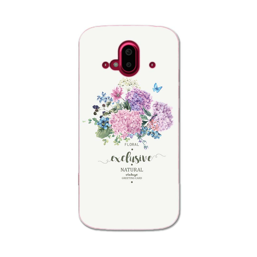 らくらくスマートフォン F-52B tpu f52b スマホ カバー ケース スマホケース スマホカバー TPU ソフトケース 016327 あじさい　梅雨　花